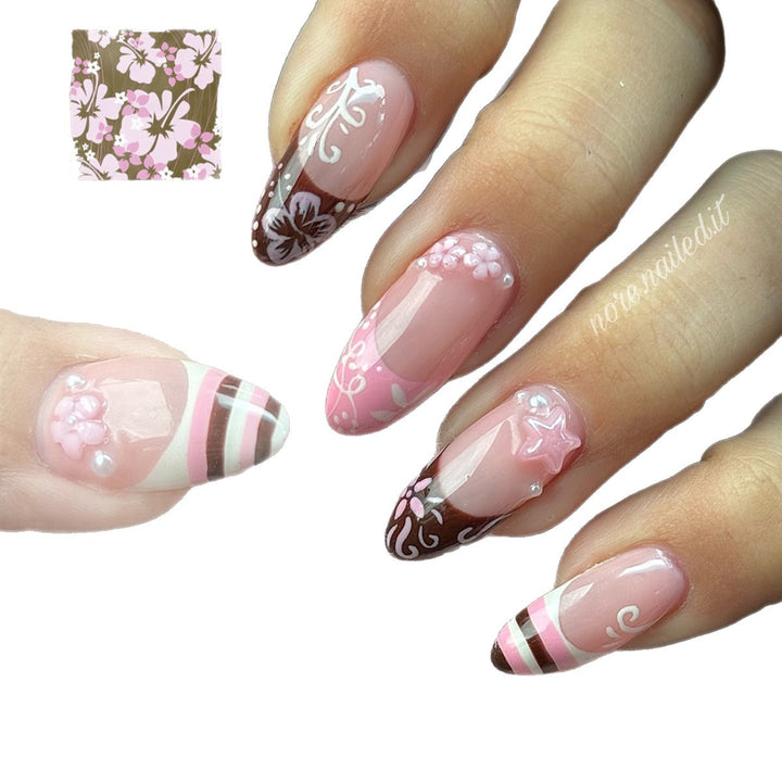 Artificial Fingernails In Elegant Floral Design Stornfield