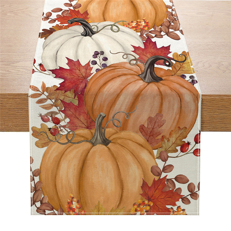Autumn Football Print Cotton-Linen Table Runner