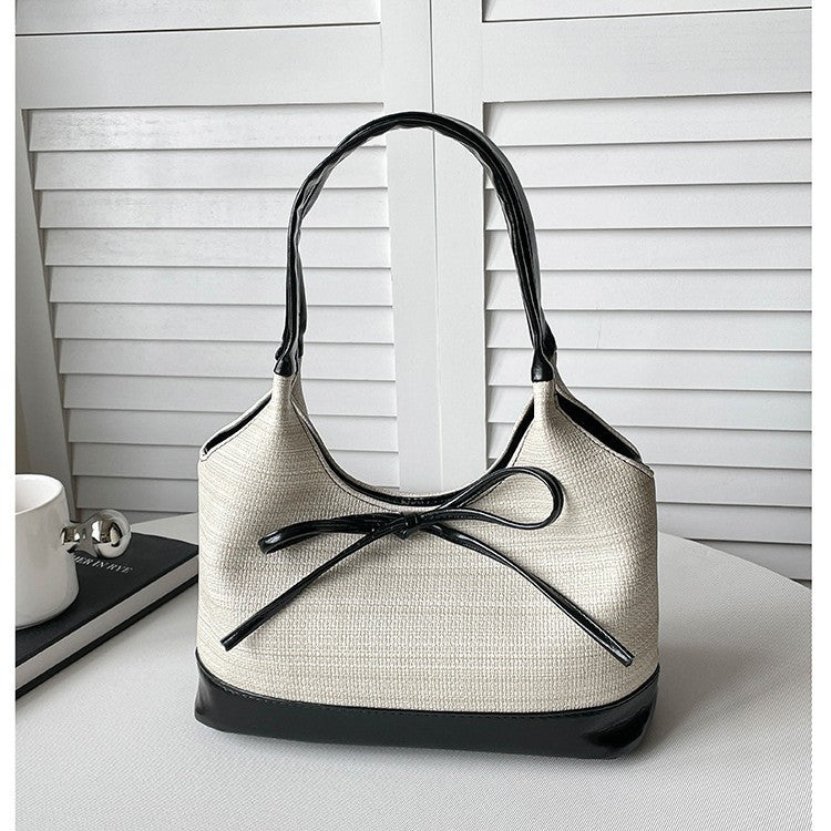 Elegant Bow-Accent Handheld Shoulder Bag