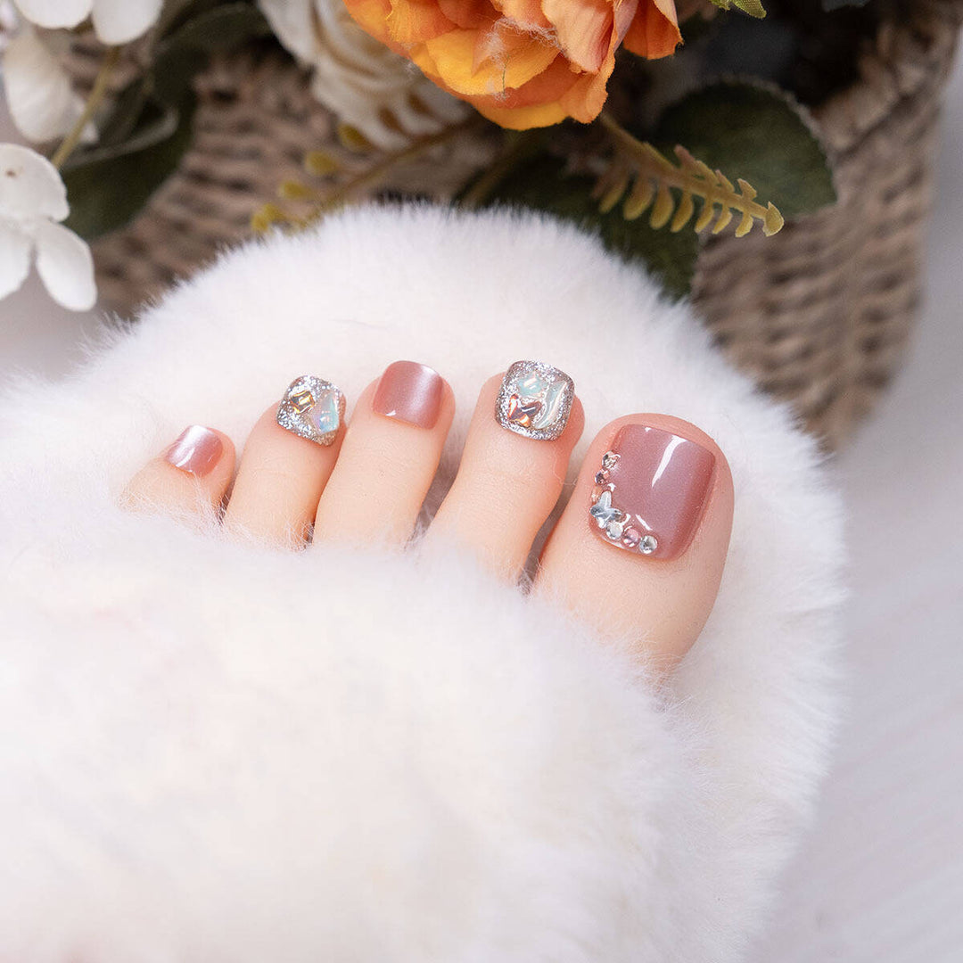 Decorative Press-On Pedicure Nail Set Stornfield