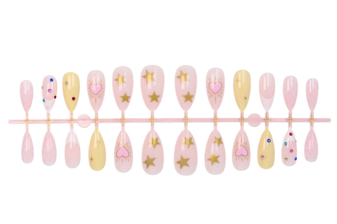 Acrylic nail set with stylish heart and star designs Stornfield
