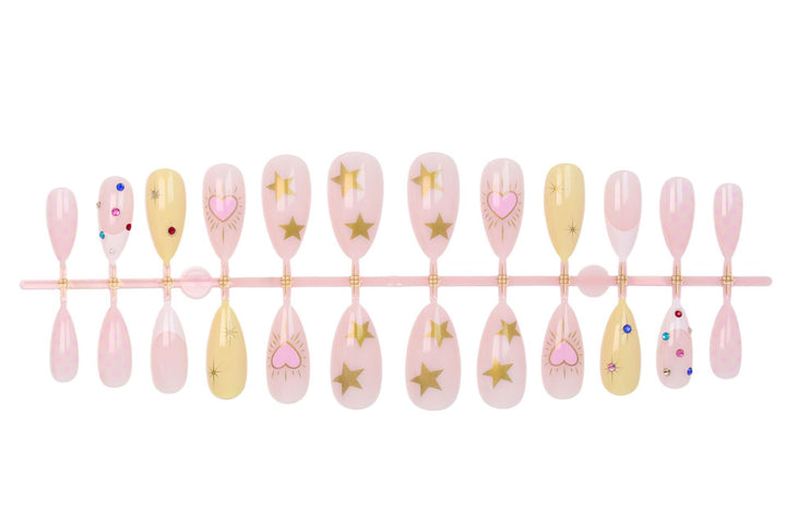 Acrylic nail set with stylish heart and star designs Stornfield
