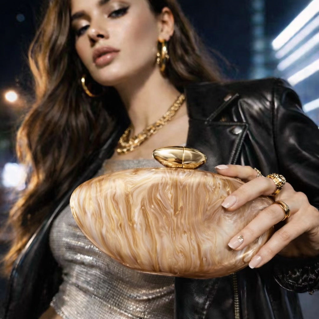Luxurious Marble-Effect Clutch