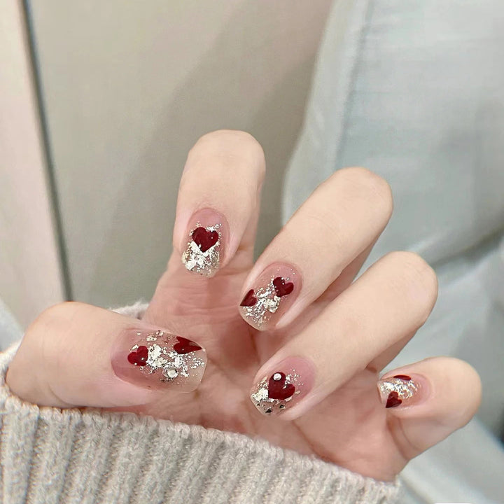 Romantic Heart-Design Press-On Nail Set