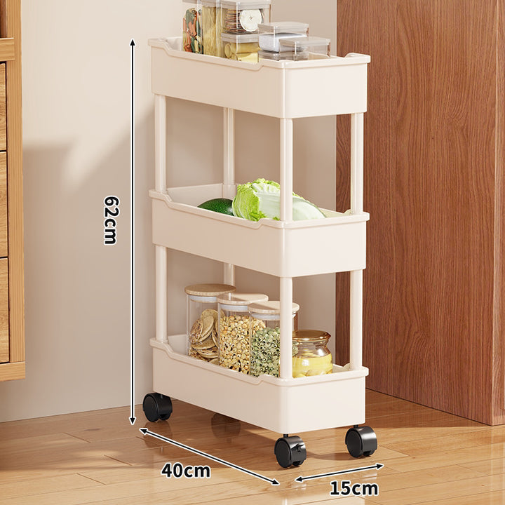 Narrow Four-Tier Rolling Kitchen Storage Cart Organizer with Deep Removable Trays