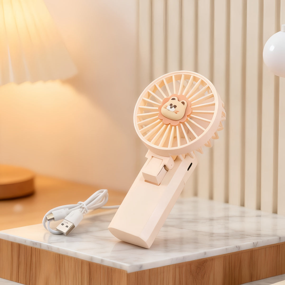 Women's Portable Hand Fan with Cute Lion Patterns Stornfield