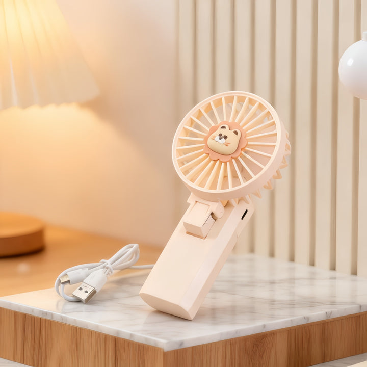 Women's Portable Hand Fan with Cute Lion Patterns Stornfield
