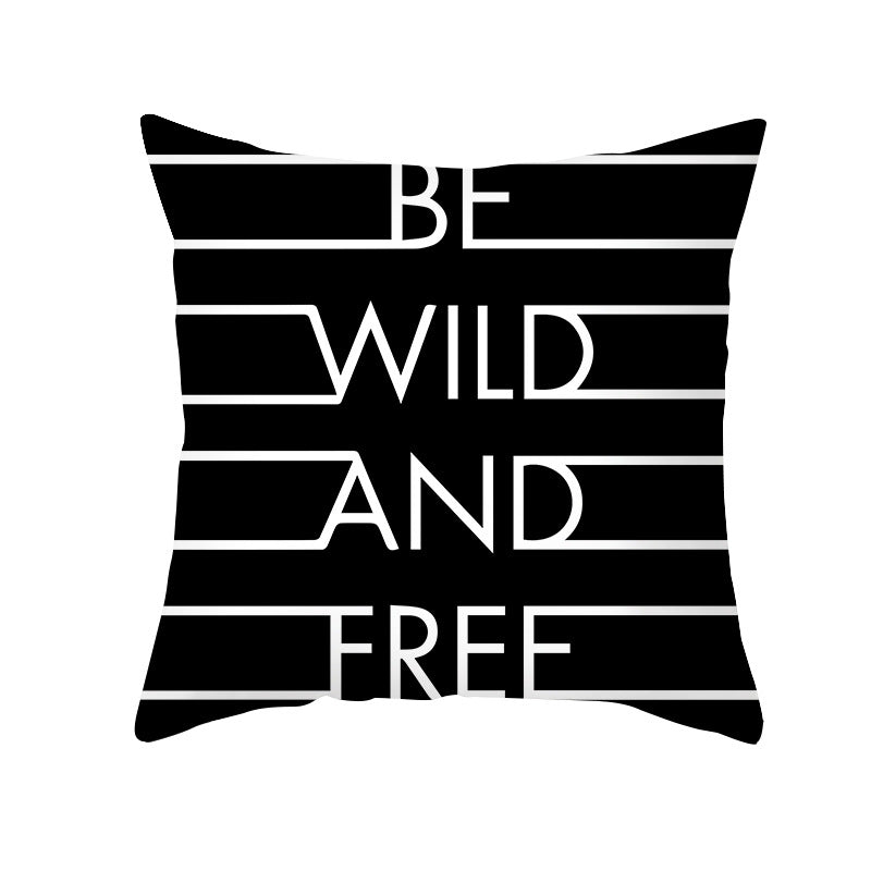 Square Cotton-Linen Decorative Throw Pillow Cover with Oversized HOME Typography Print and Concealed Zipper