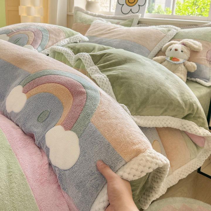 Cartoon Animal Plush Comforter Set