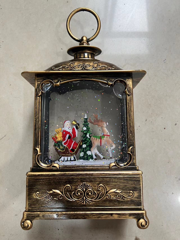 Glittering Christmas lantern with snow scenes Stornfield