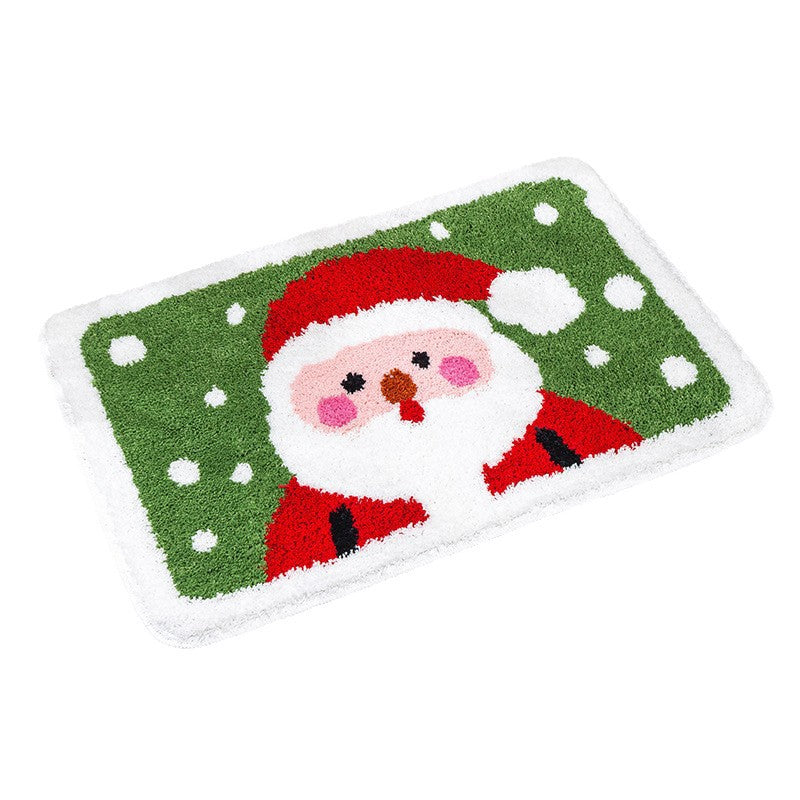 Plush Microfiber Holiday Cottage Snowflake Bath Mat with Non-Slip Backing