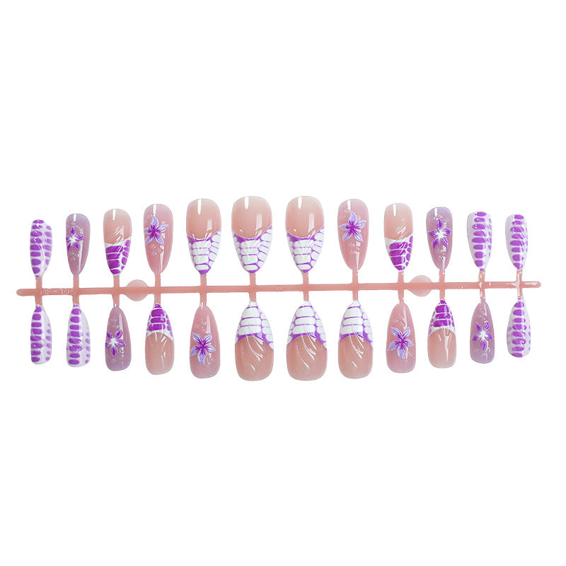Artistic Floral and Pearl Press-On Nails Stornfield