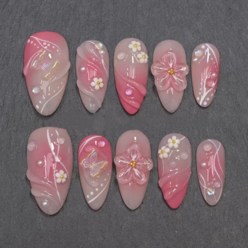 Nature-Themed Artistic Press-On Nail Set Stornfield
