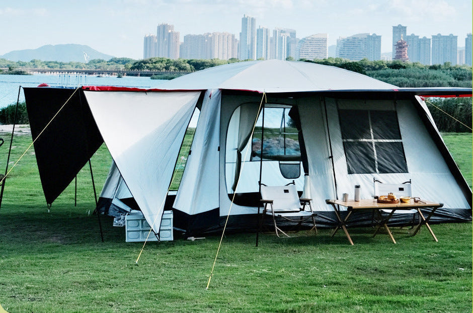 large family capacity blackout PVC dome tent with triple-door multi-window living area Stornfield
