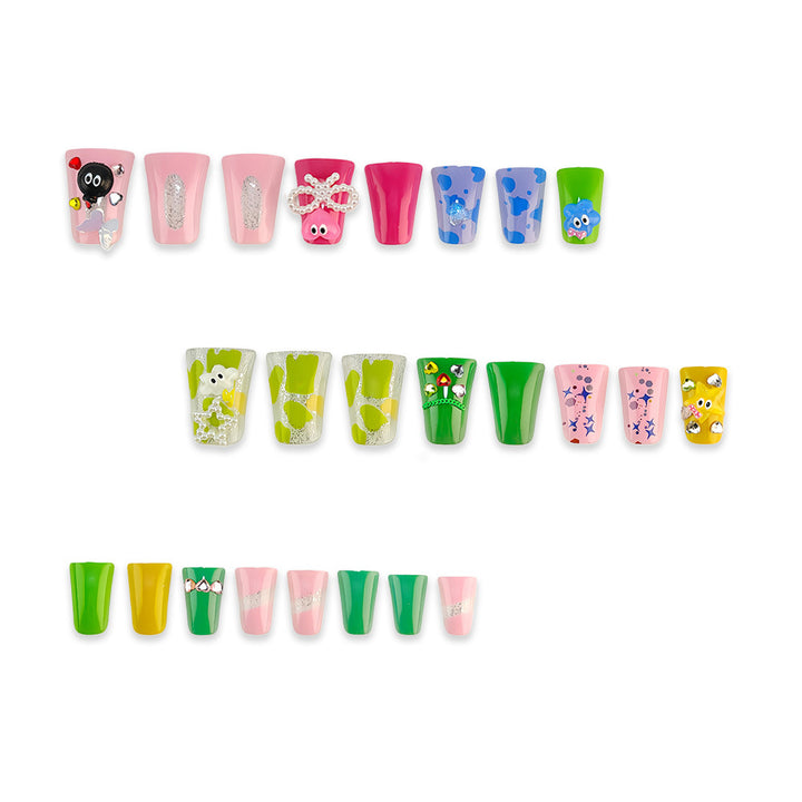 Creative press-on nails with playful 3D designs Stornfield