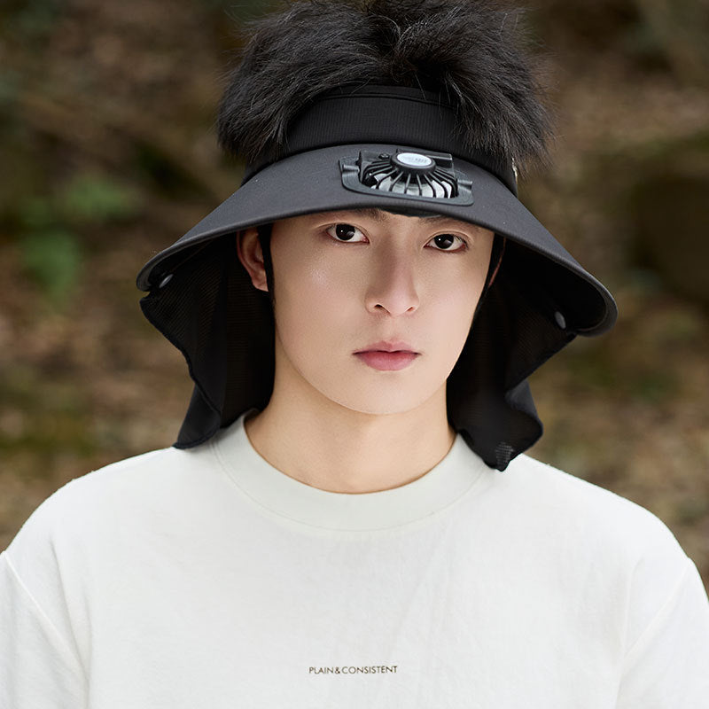 Large UV Protection Sun Visor with Removable Mini Fan and Folding Neck Protection Stornfield