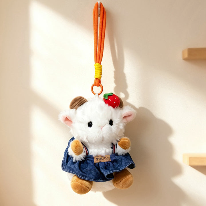 Plush Ram Doll Bag Charm Hanging Keychain with Dress and Loop Strap Stornfield