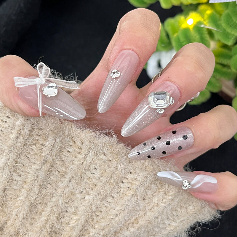 Decorative Stiletto Press-On Nails with Rhinestone Embellishments Stornfield