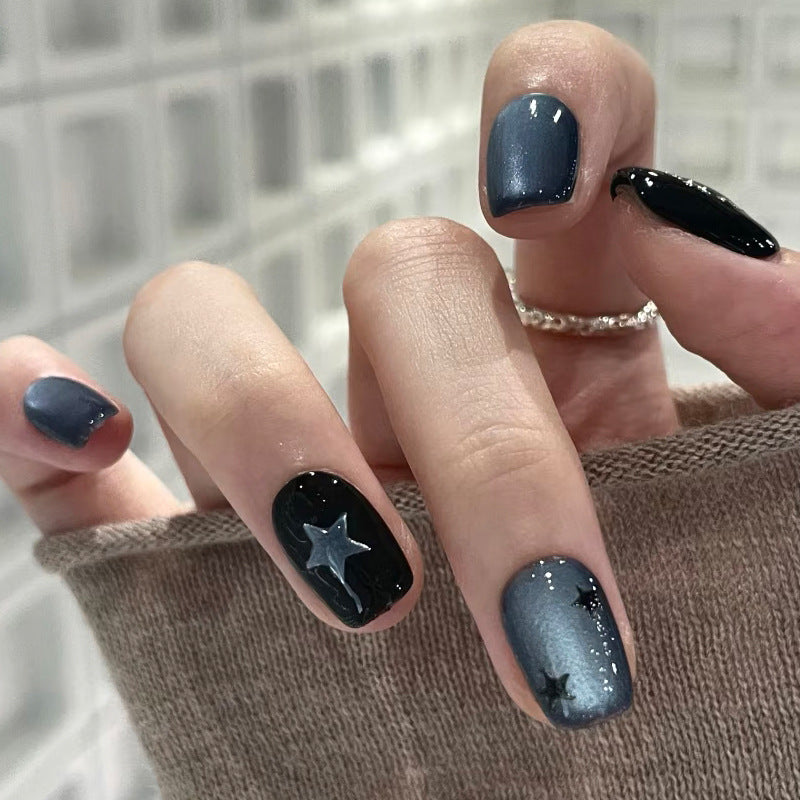 Decorative Press-On Nail Set with Star and Bow Designs Stornfield