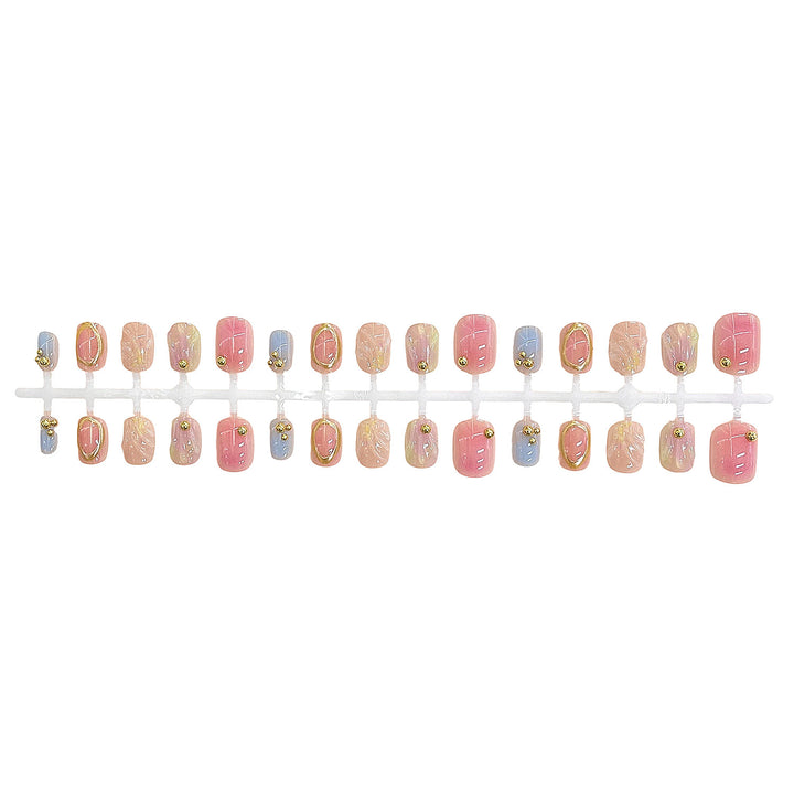 Decorative Press-On Nail Set with Gold Accents Stornfield