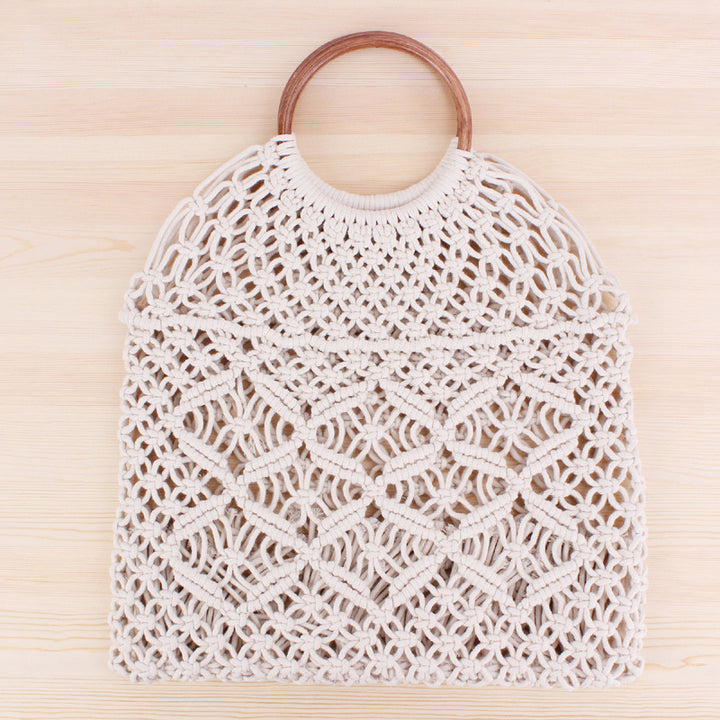 Macrame Tote Bag with Double-Layer Inner Pocket Stornfield
