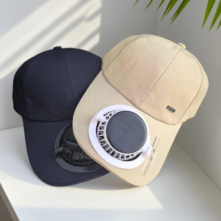 Portable solar-powered USB-C fan with digital battery indicator Stornfield