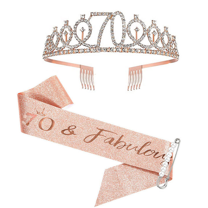 Women Crystal-Embellished Birthday Crown with Personalized Sash Stornfield