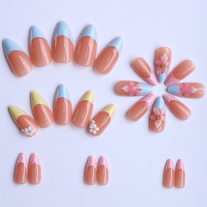 Elegant Artificial Nails with Floral Accents Stornfield