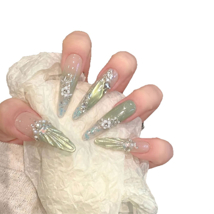 Floral Accented Stiletto Press-On Nails Stornfield