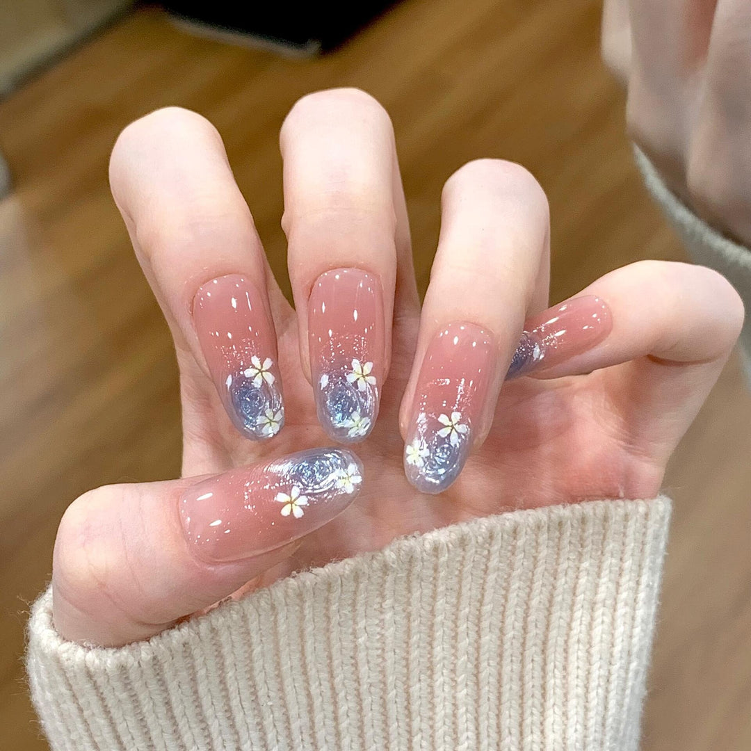 Glamorous Artificial Nails with Floral Design Stornfield