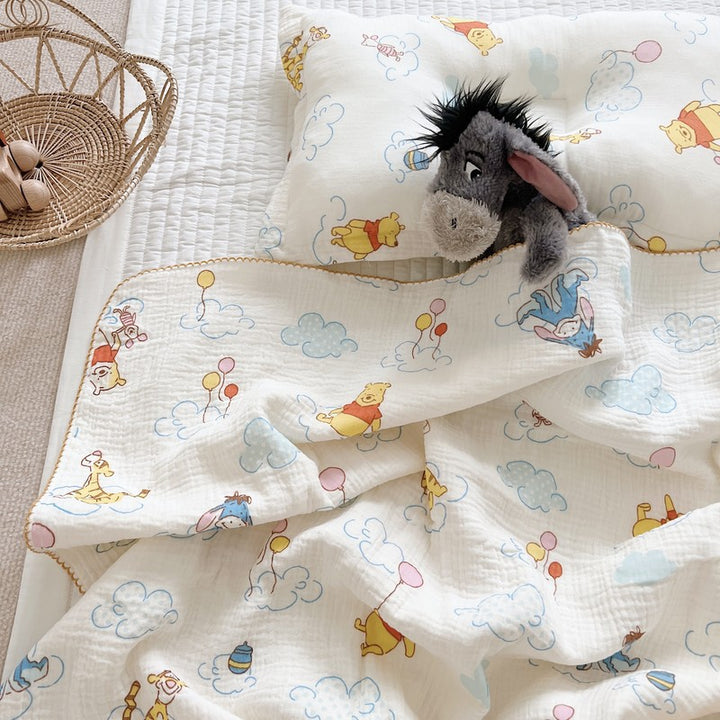 Unisex Cozy Muslin Blanket with Cheerful Winnie Pooh Motif Stornfield