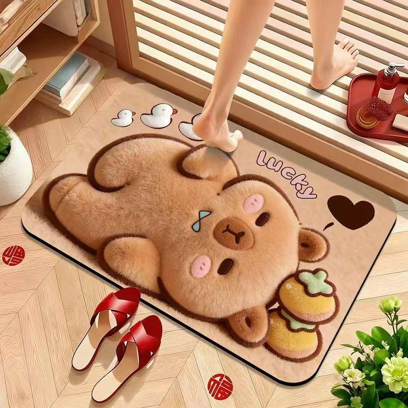 Cute Bear-Themed Plush Bath Mat