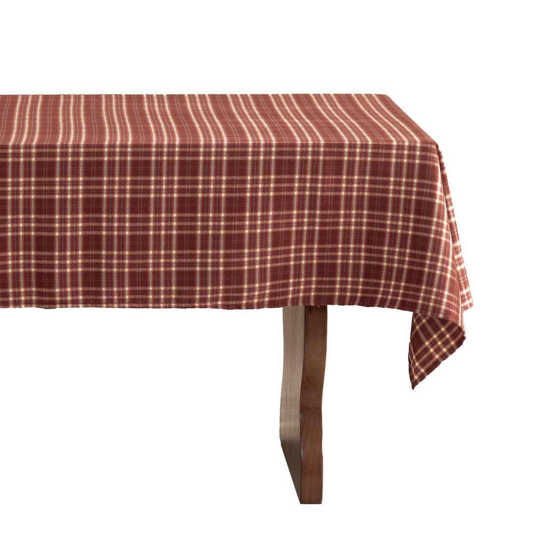 Rectangular checked tablecloth made of cotton blend fabric with flannel-like surface