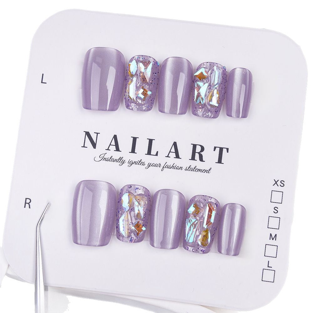 Glittering Rhinestone-Embellished Press-On Nails Stornfield