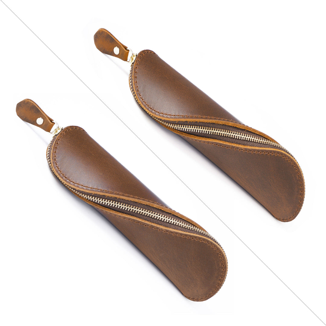 Leather Pencil Case with Zipper