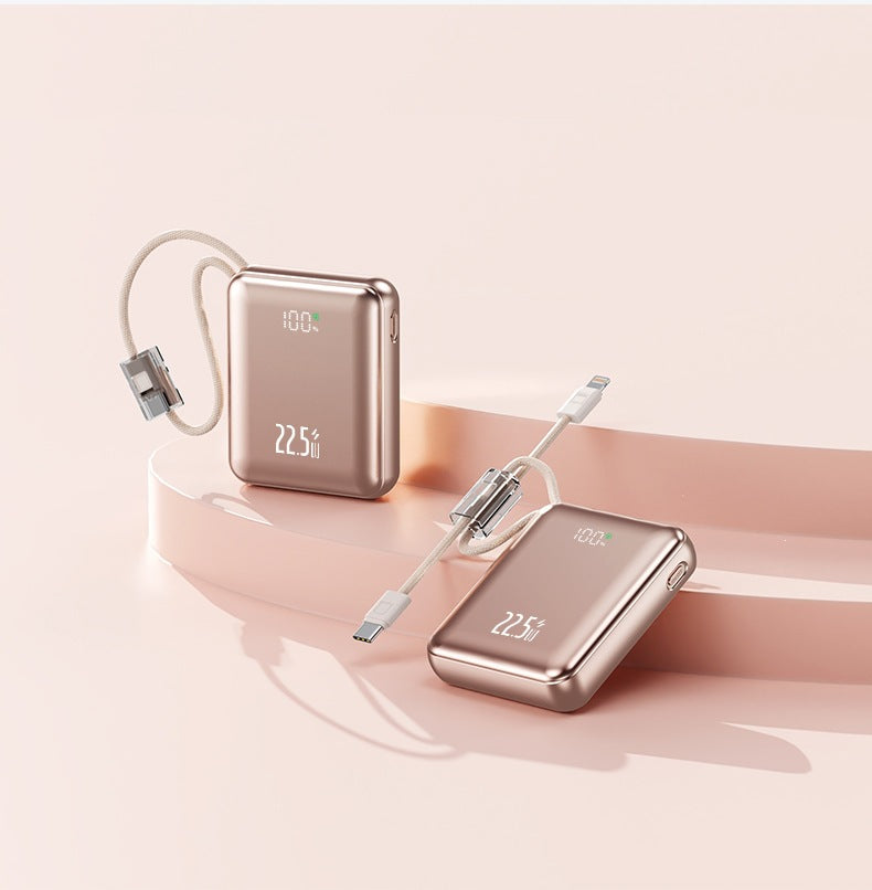 Compact power bank with digital power display and integrated charging cable Stornfield