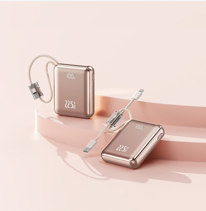 Compact power bank with digital power display and integrated charging cable Stornfield