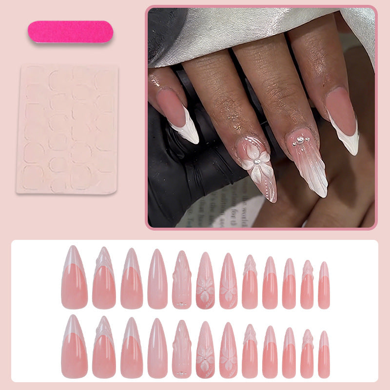 Artificial nail set with elegant 3D flower decorations Stornfield