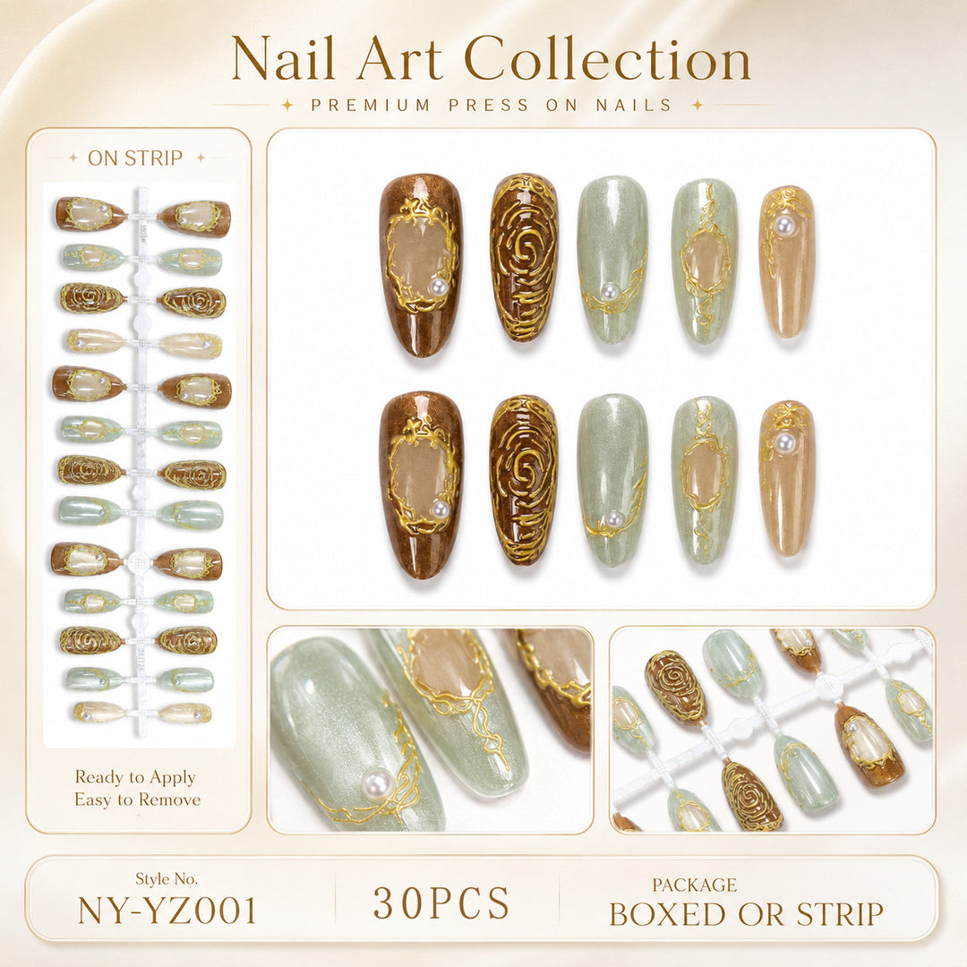 Premium Press-On Nails with Metallic Shine Stornfield