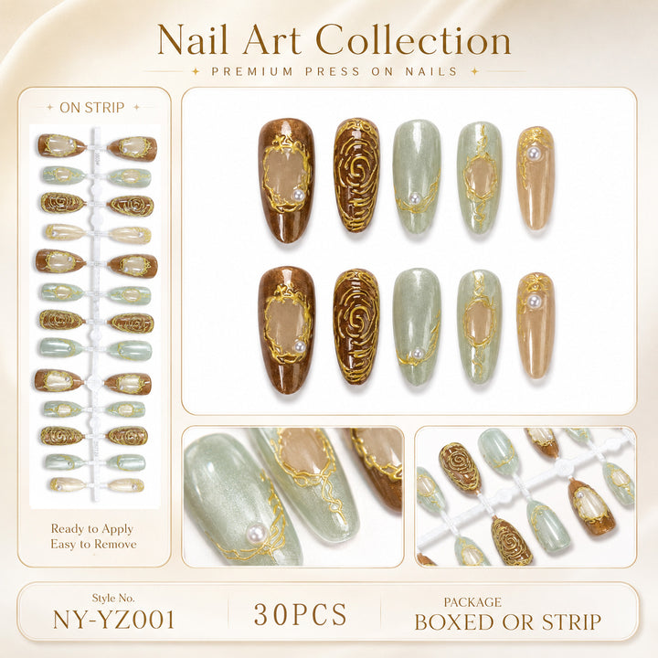 Premium Press-On Nails with Metallic Shine Stornfield