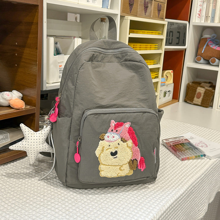 Playful Animal-Theme Embroidered Backpack Stornfield