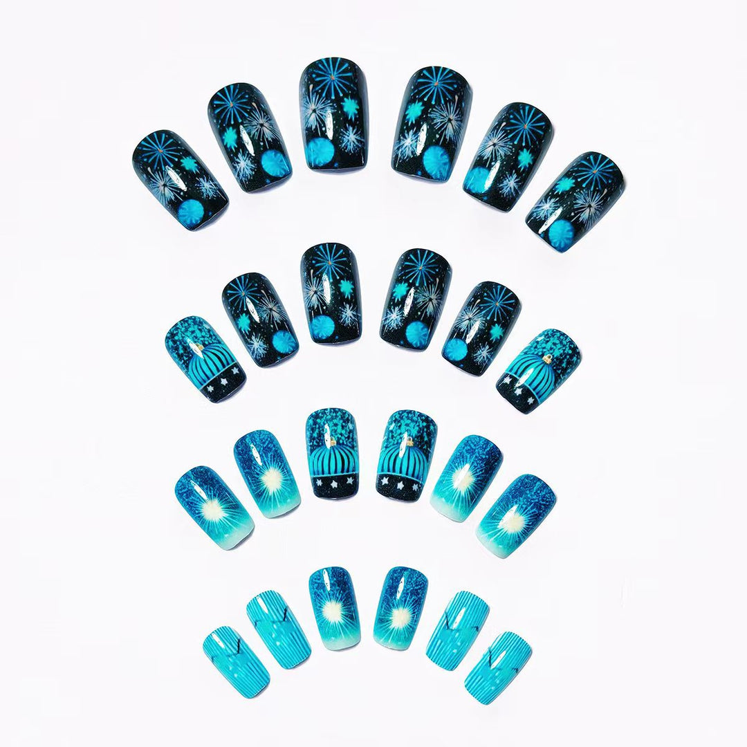 Artificial nails with festive fireworks design Stornfield