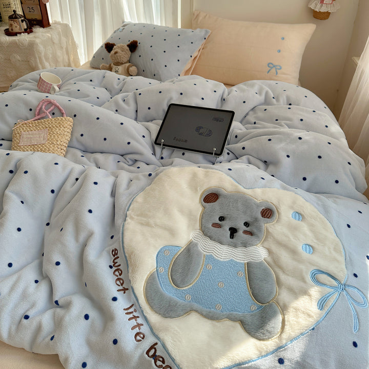 Plush Cartoon-Themed Duvet Cover Set