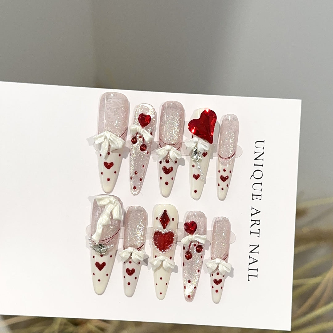 Heart-Themed Articulated Press-On Nail Set