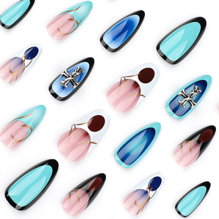 Artful stiletto nails with elegant design and 3D accents Stornfield