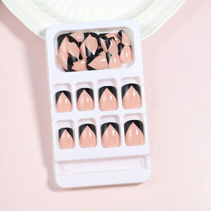Elegant Black French Tip Press-On Nails Stornfield