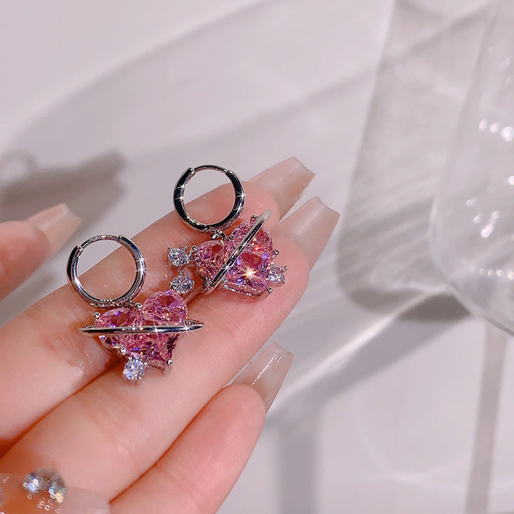 Sparkling heart earrings with zirconia stones Stornfield