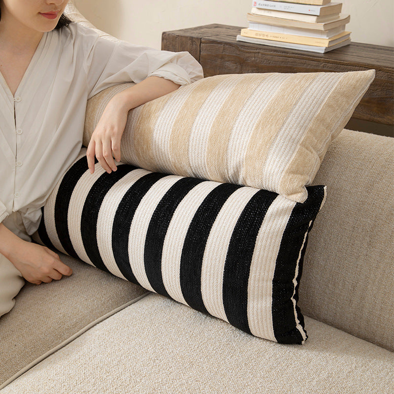 Long striped linen-cotton lumbar pillow for sofa and bed Stornfield