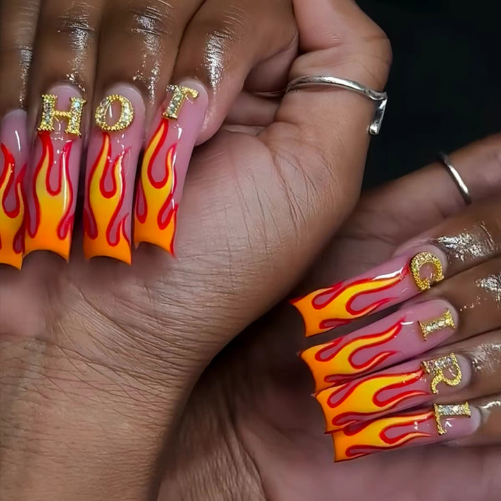 Artistic Flame Nail Art Extensions Stornfield