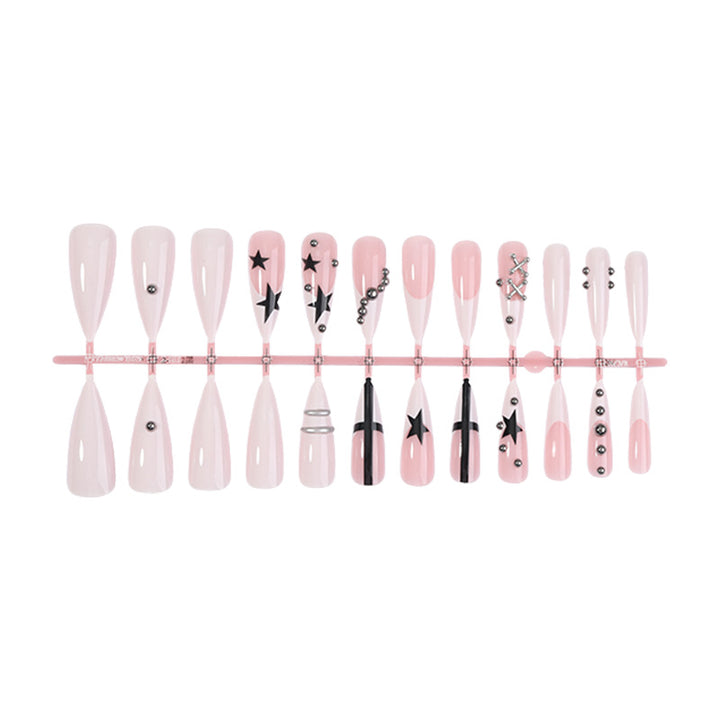 Decorative Press-On Nail Art Set with Star and Gem Accents Stornfield